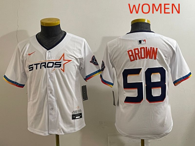 Women Houston Astros #58 Brown White Fourth generation Joint Name 2025 Nike MLB Jersey style 4